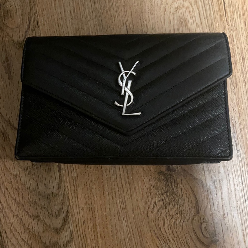 Small YSL Monogram Leather Wallet on a Chain